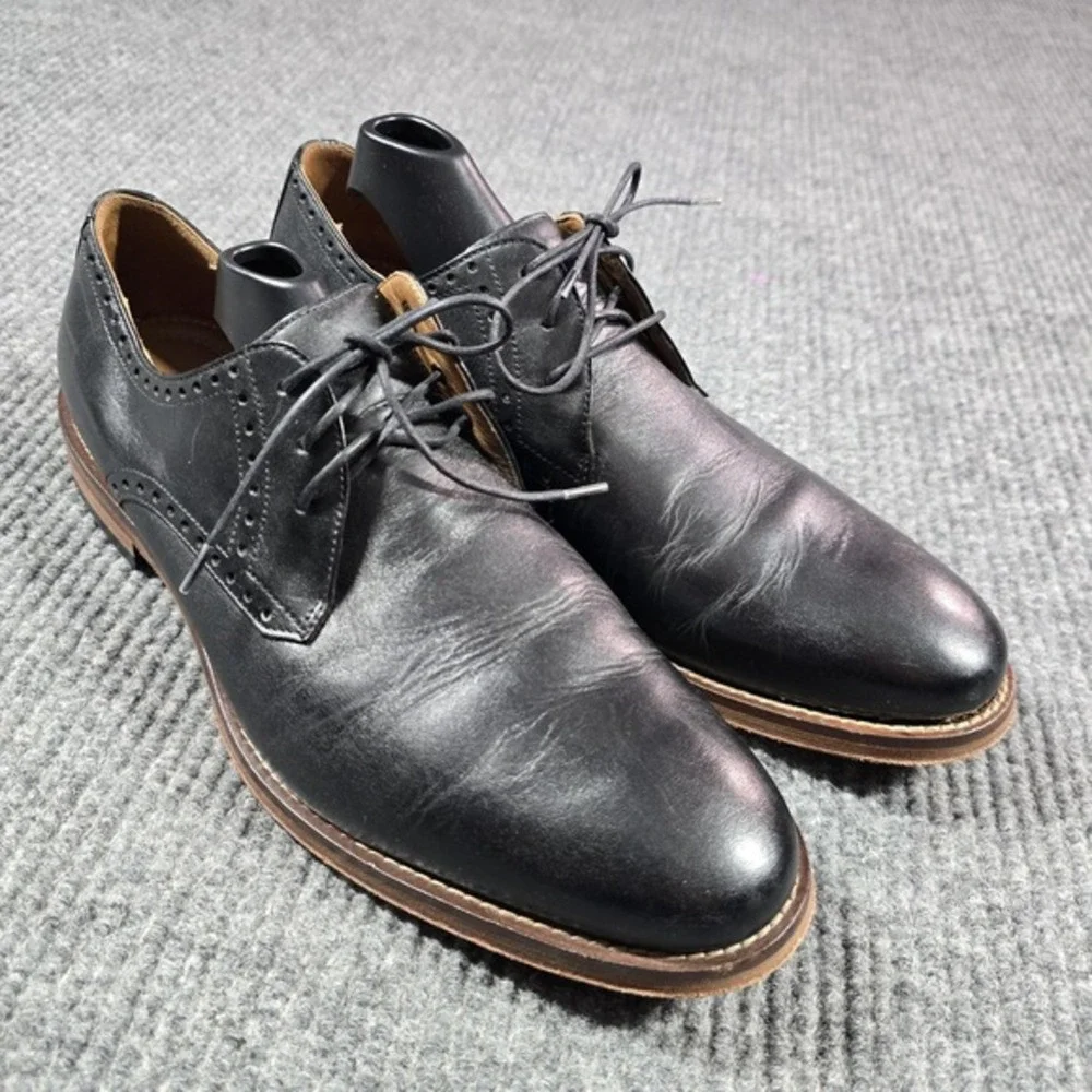 Johnston‎ & Murphy Shoes Mens Size 9.5 M Black Leather Derby J. Murphy Dress